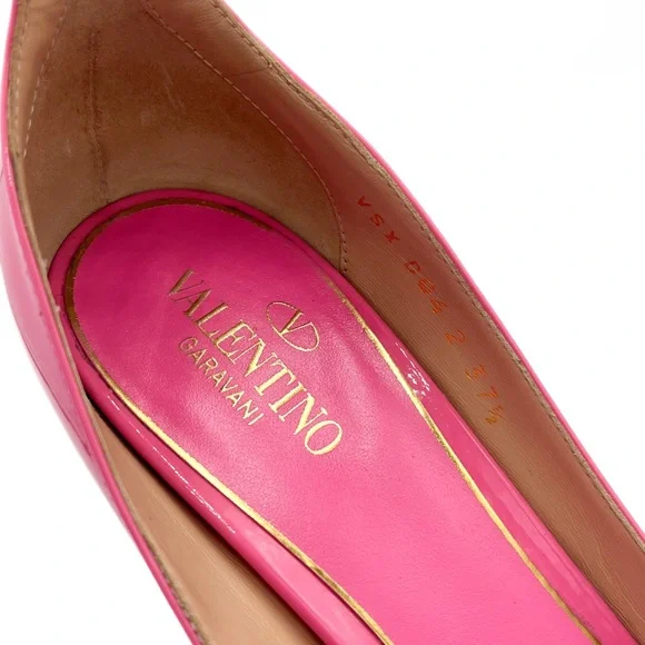 Valentino Tan-Go VLogo Pink Patent Leather Platform Block Heel Pumps - Picture 7 of 8